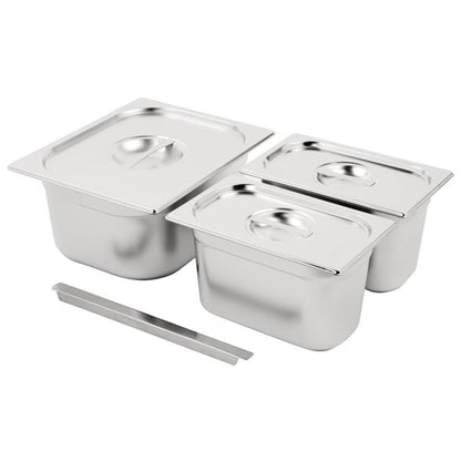 Vogue Stainless Steel Gastronorm Tray Set 1/2 and 2x 1/4 with Lids sa244