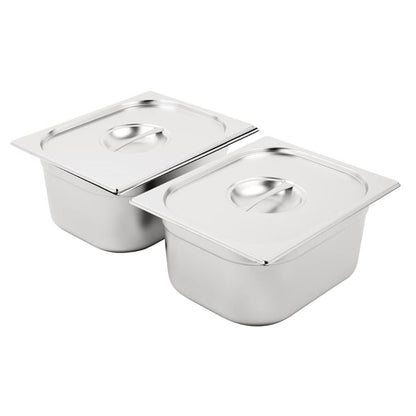 Vogue Stainless Steel Gastronorm Tray Set 2 x 1/2 with Lids sa245