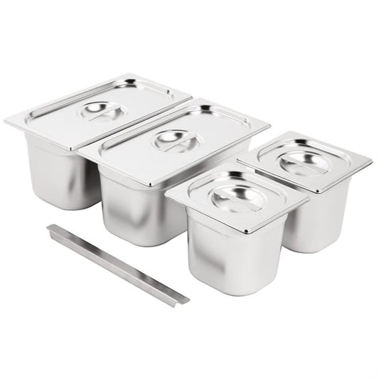Vogue Stainless Steel Gastronorm Tray Set 2x 1/3 2 x 1/6 with Lids sa249
