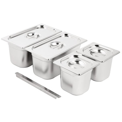 Vogue Stainless Steel Gastronorm Tray Set 2x 1/3 2 x 1/6 with Lids sa249