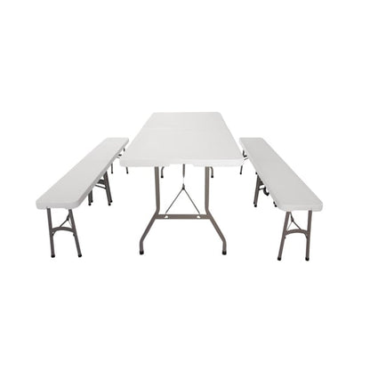 Special Offer Bolero PE Centre Folding Table 6ft with Two Folding Benches sa425