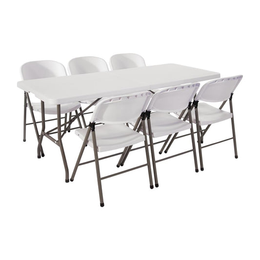 Special Offer Bolero PE Centre Folding Table 6ft with Six Folding Chairs sa426