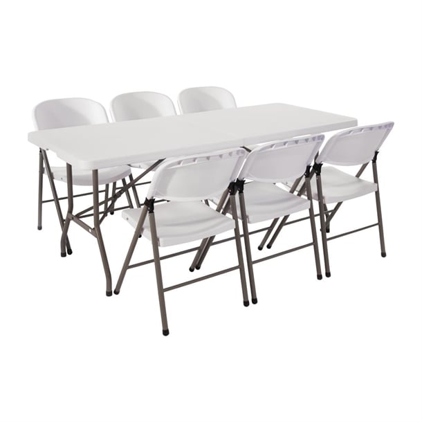 Special Offer Bolero PE Centre Folding Table 6ft with Six Folding Chairs sa426