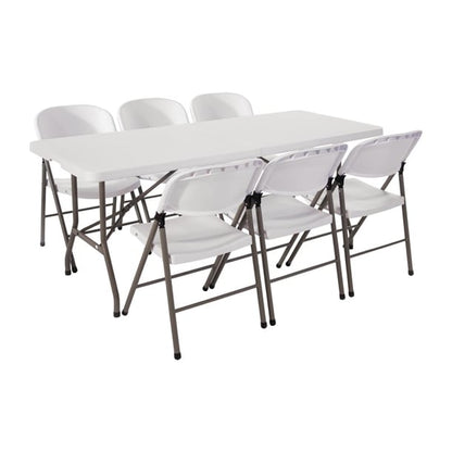 Special Offer Bolero PE Centre Folding Table 6ft with Six Folding Chairs sa426