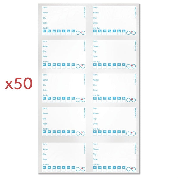 Puracycle Reusable Day Label Pack (50 Labels, 2 Cloths) + Free Pens sa491