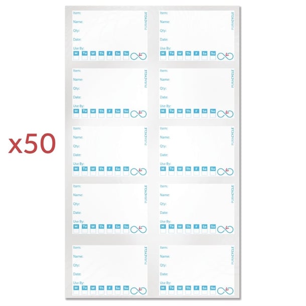 Puracycle Reusable Day Label Pack (50 Labels, 2 Cloths) + Free Pens sa491