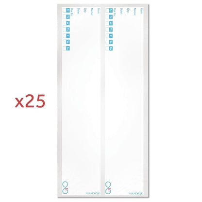 Puracycle Reusable Day Bottle Label Pack (25 Labels, 2 Cloths) + Free Pens sa493