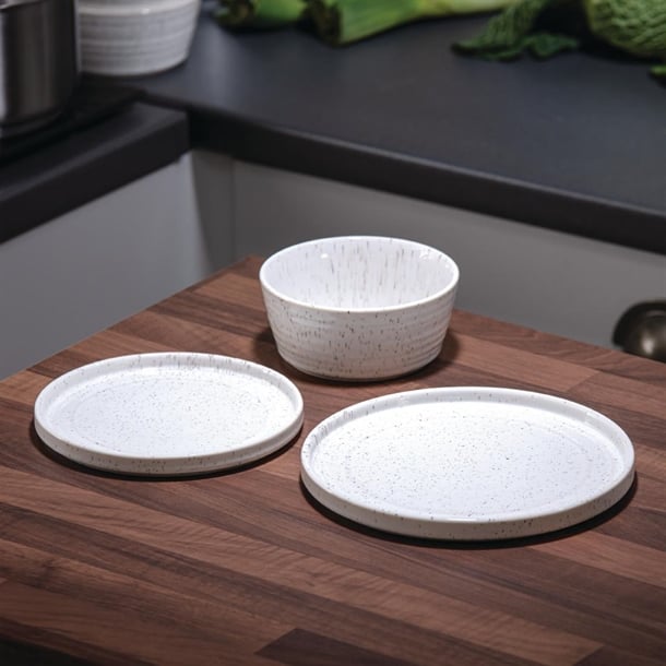 Olympia Cavolo Serve Like A Pro 18-Piece White Speckle Dinner Set sa621