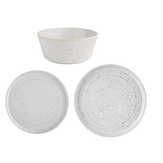 Olympia Cavolo Serve Like A Pro 18-Piece White Speckle Dinner Set sa621
