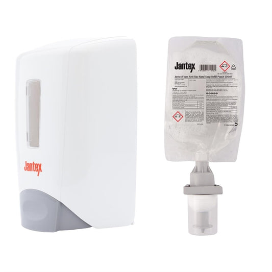 Jantex Manual Anti-Bac Soap Dispenser and Refill Bundle 500ml sa813