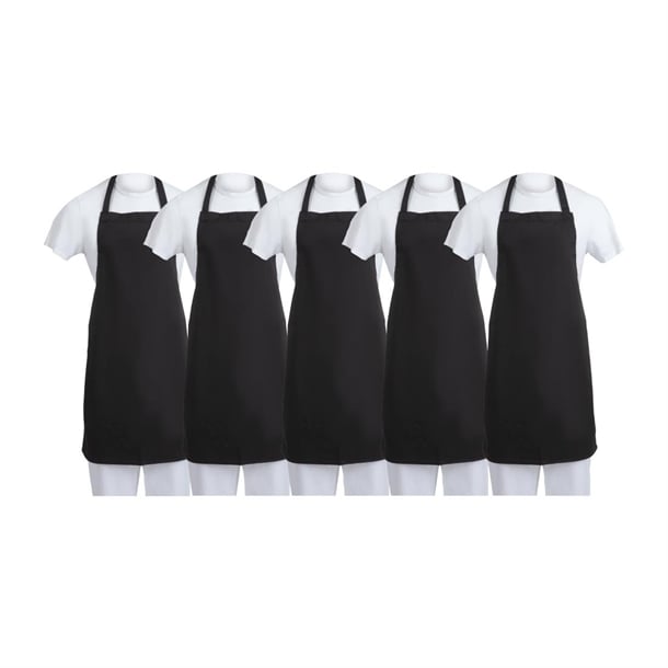 Whites Bib Aprons Black (5 Pack) sa816