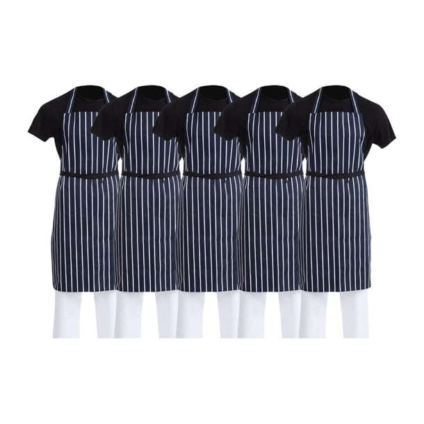 Whites Butchers Stripe Bib Aprons Blue/White (5 Pack) sa820
