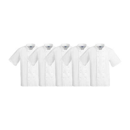 Whites Boston Unisex Chef Jackets Short Sleeve White (5 Pack) p_sa821