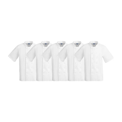 Whites Boston Unisex Chef Jackets Short Sleeve White (5 Pack) p_sa821