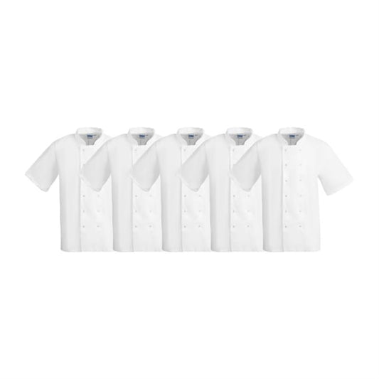 Whites Boston Unisex Chef Jackets Short Sleeve White (5 Pack) p_sa821