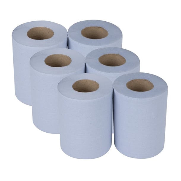 Nisbets Essentials Centrefeed Blue Rolls 2-Ply 320 Sheets (6 Pack) sa836