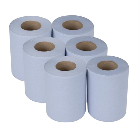 Nisbets Essentials Centrefeed Blue Rolls 2-Ply 320 Sheets (6 Pack) sa836