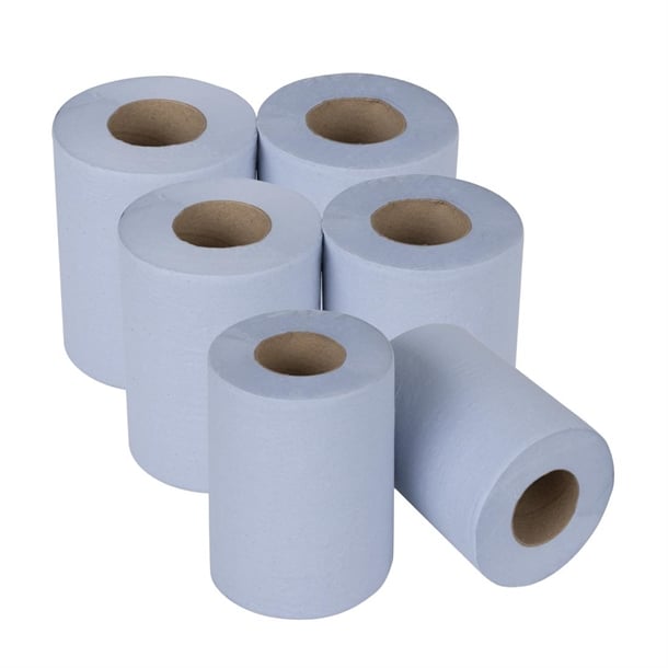 Nisbets Essentials Centrefeed Blue Rolls 2-Ply 320 Sheets (6 Pack) sa836