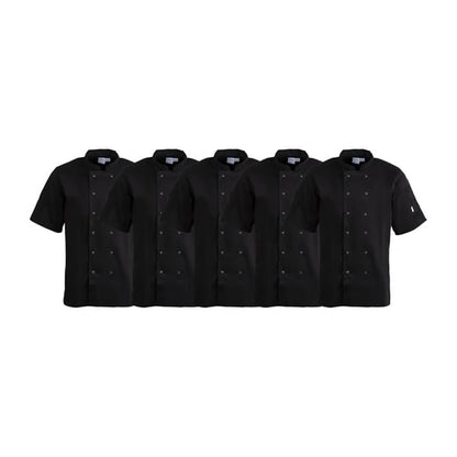 Whites Vegas Unisex Chef Jackets Short Sleeve Black (5 Pack) p_sa850