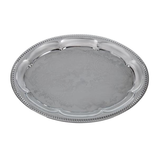APS Chrome-Plated Stainless Steel Oval Tea Tray 300mm t765