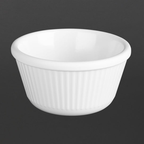 Olympia Kristallon Melamine Fluted Ramekins White 89mm (12 Pack) t839