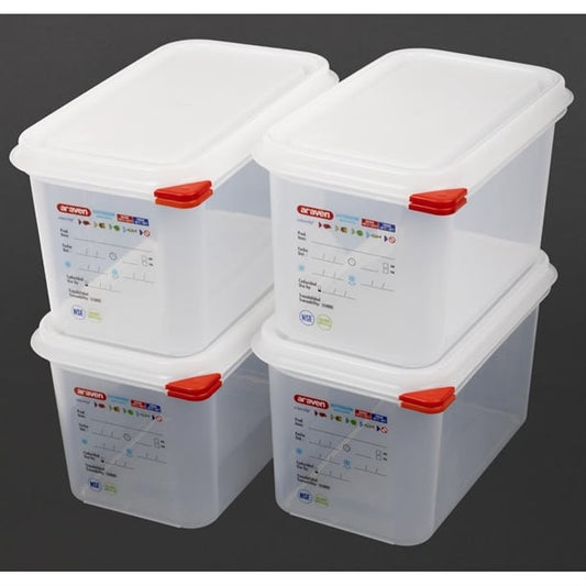 Araven Polypropylene 1/4 Gastronorm Food Containers 4.3Ltr (4 Pack) t985