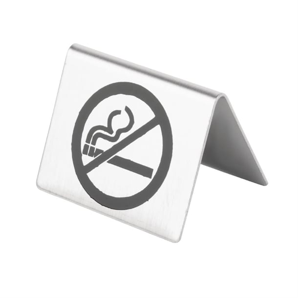 Olympia Brushed Steel No Smoking Table Sign u044
