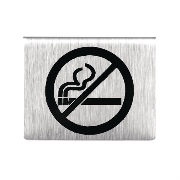 Olympia Brushed Steel No Smoking Table Sign u044
