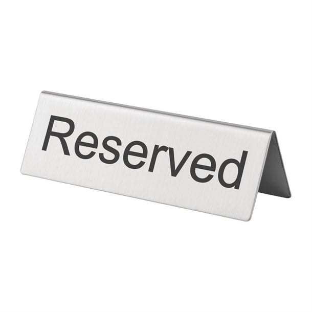 Olympia Brushed Steel Reserved Table Sign (10 Pack) u051