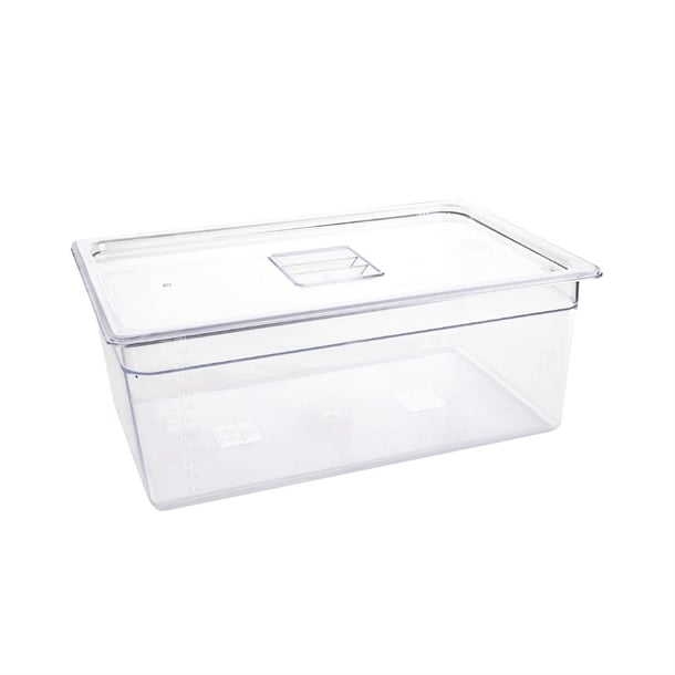 Vogue Polycarbonate 1/1 Gastronorm Container 200mm Clear u227