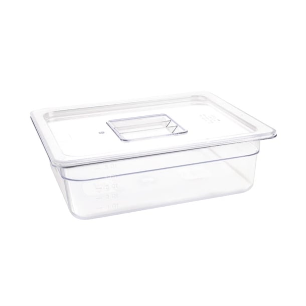 Vogue Polycarbonate 1/2 Gastronorm Container 100mm Clear u229
