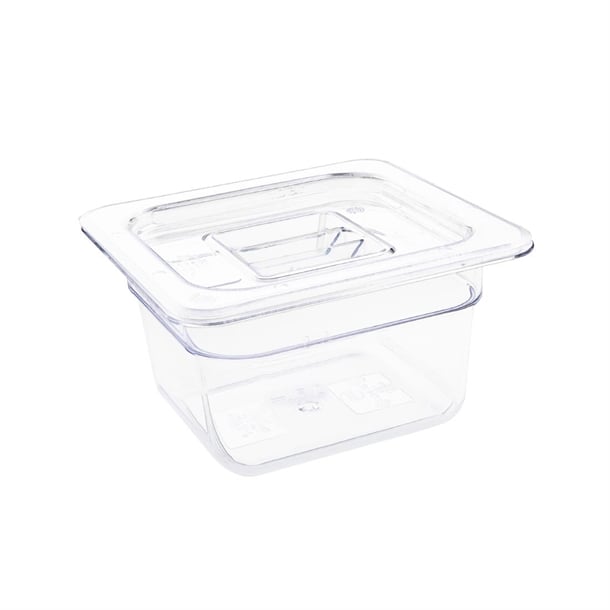 Vogue Polycarbonate 1/6 Gastronorm Container 100mm Clear u240