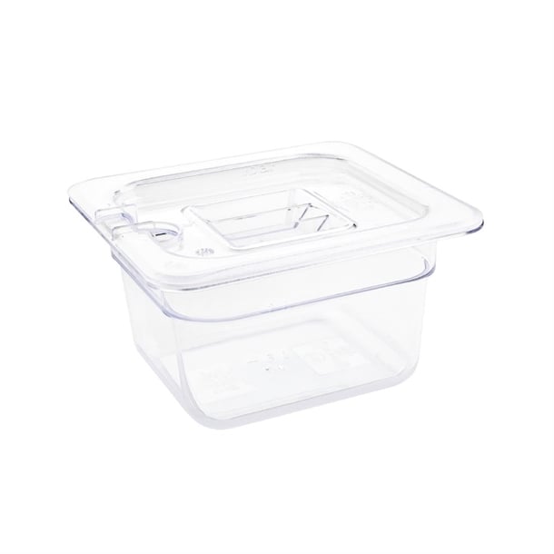 Vogue Polycarbonate 1/6 Gastronorm Container 100mm Clear u240
