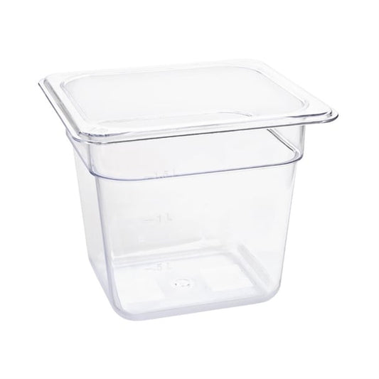 Vogue Polycarbonate 1/6 Gastronorm Container 150mm Clear u241