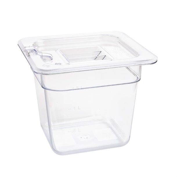 Vogue Polycarbonate 1/6 Gastronorm Container 150mm Clear u241