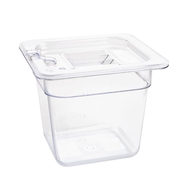 Vogue Polycarbonate 1/6 Gastronorm Container 150mm Clear u241