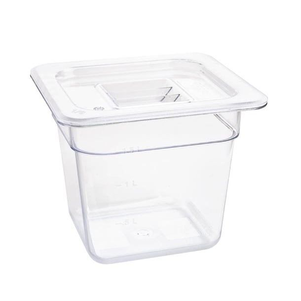 Vogue Polycarbonate 1/6 Gastronorm Container 150mm Clear u241