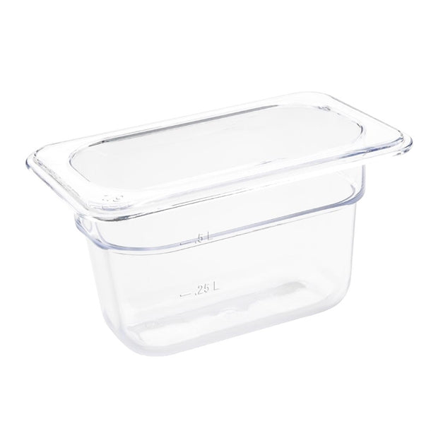 Vogue Polycarbonate 1/9 Gastronorm Container 100mm Clear u243