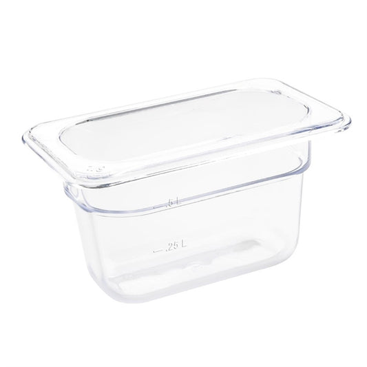 Vogue Polycarbonate 1/9 Gastronorm Container 100mm Clear u243