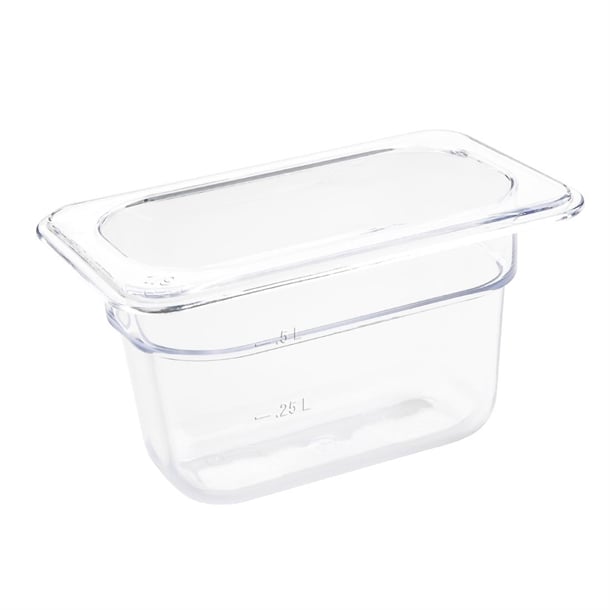 Vogue Polycarbonate 1/9 Gastronorm Container 100mm Clear u243