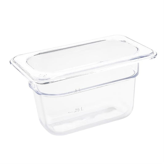Vogue Polycarbonate 1/9 Gastronorm Container 100mm Clear u243