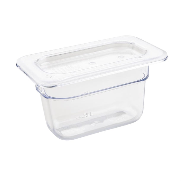 Vogue Polycarbonate 1/9 Gastronorm Container 100mm Clear u243