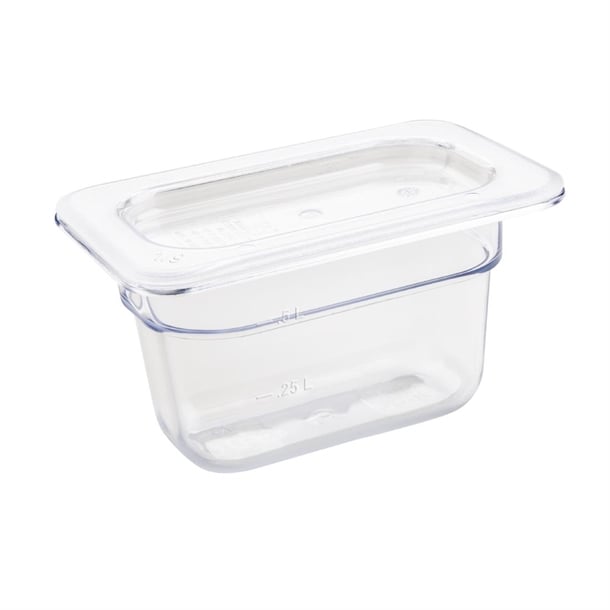 Vogue Polycarbonate 1/9 Gastronorm Container 100mm Clear u243