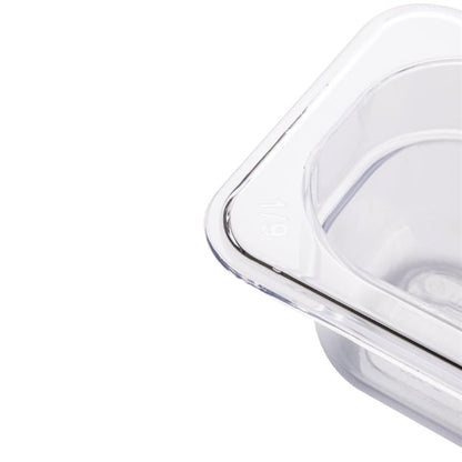 Vogue Polycarbonate 1/9 Gastronorm Container 100mm Clear u243