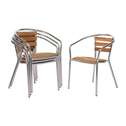 Bolero Aluminium and Ash Chairs (4 Pack) u421
