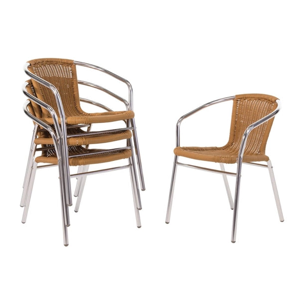 Bolero Aluminium and PE Wicker Chairs Natural (4 Pack) u422