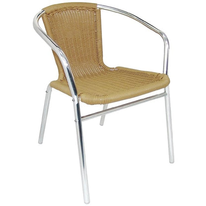 Bolero Aluminium and PE Wicker Chairs Natural (4 Pack) u422