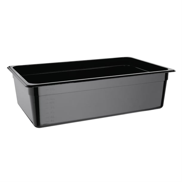 Vogue Polycarbonate 1/1 Gastronorm Container 150mm Black u456
