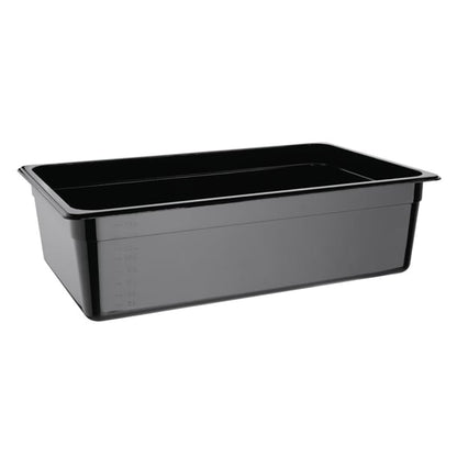 Vogue Polycarbonate 1/1 Gastronorm Container 150mm Black u456
