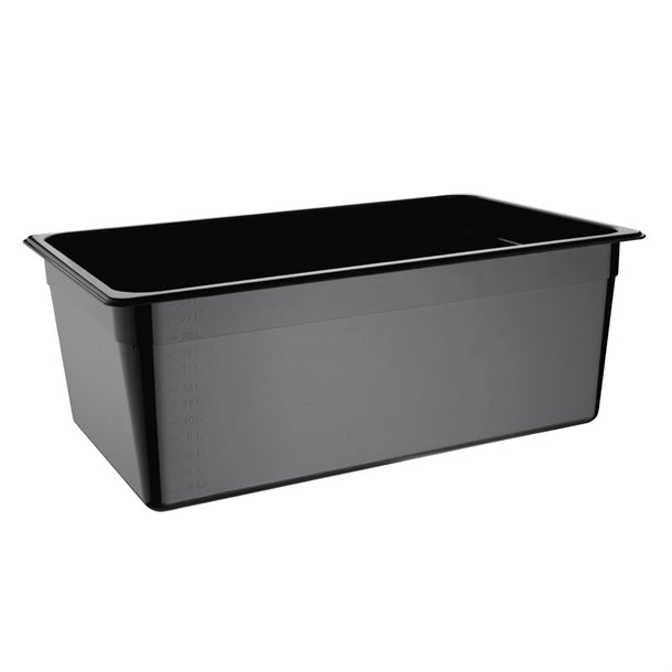 Vogue Polycarbonate 1/1 Gastronorm Container 200mm Black u457